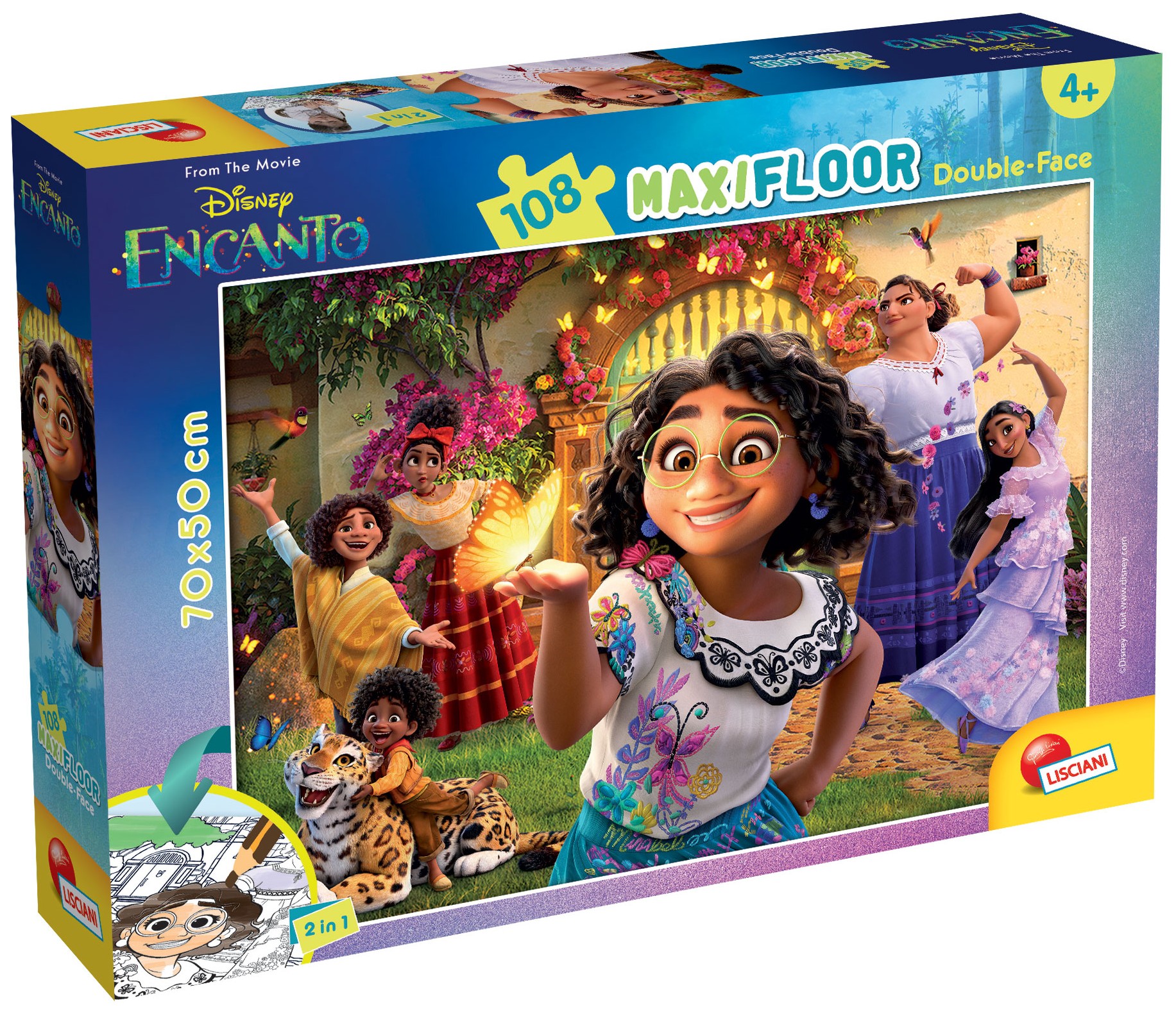 Puzzle cu două fețe  Lisciani pentru colorat  108 piese- Encanto
