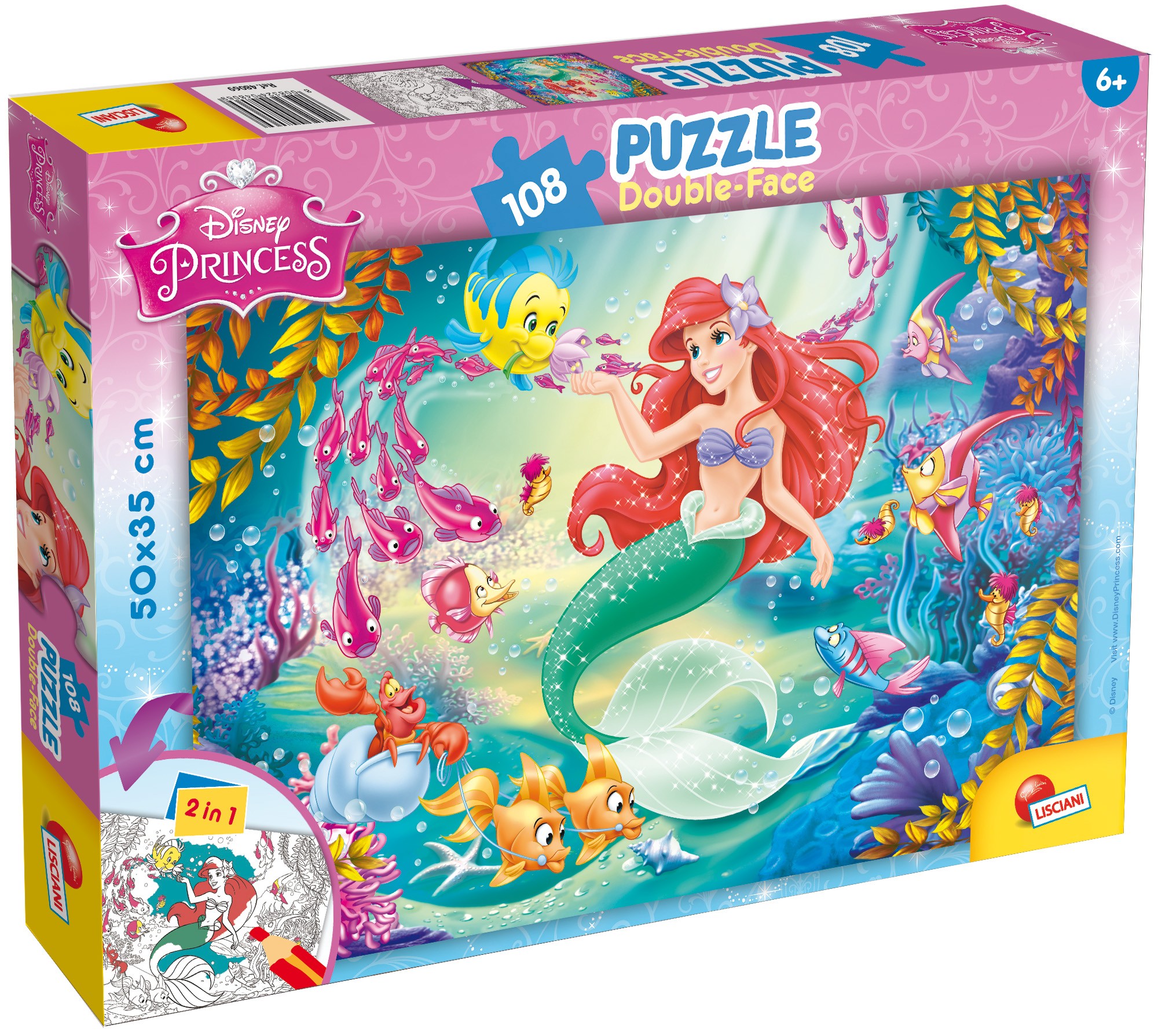 Puzzle cu două fețe  Liscianipentru colorat 108 piese - Mica Sirenă