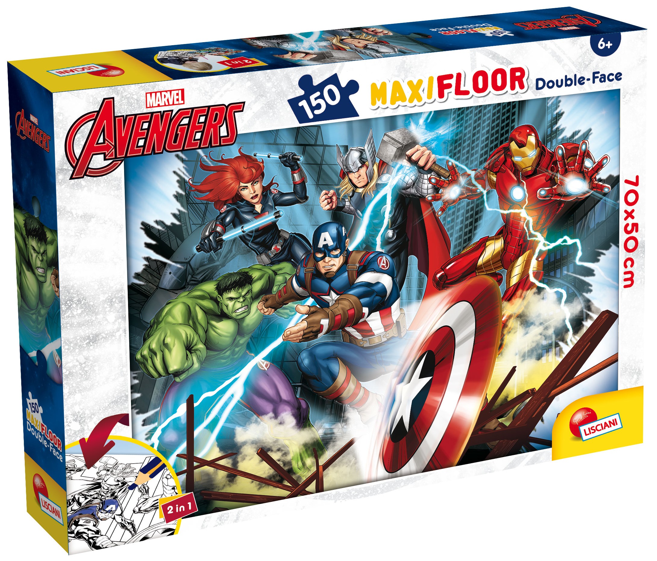 Puzzle cu două fețe Lisciani pentru colorare 150 piese - The Avengers