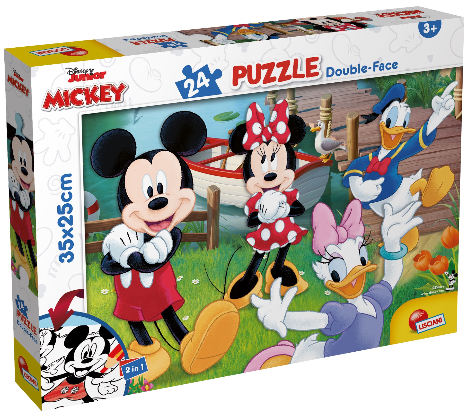 Puzzle cu două fețe Lisciani de colorat din 24 piese - Mickey Mouse