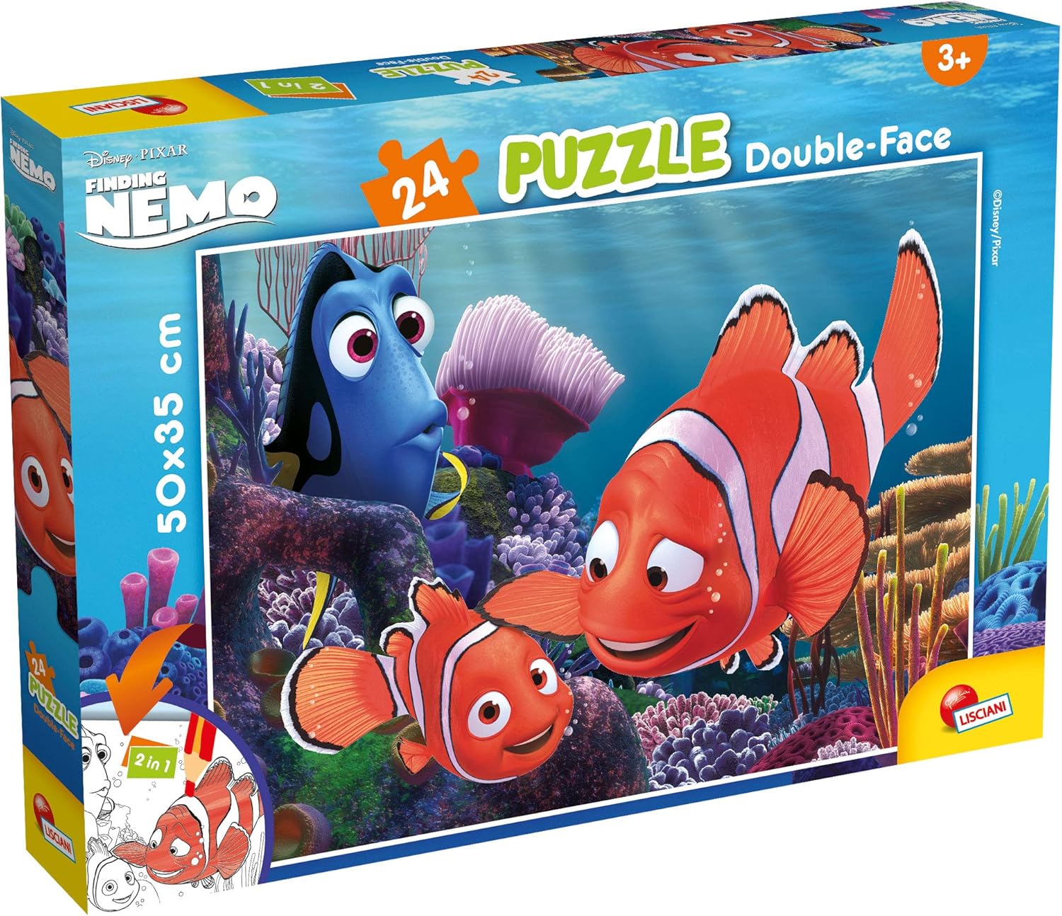 Puzzle cu două fețe Lisciani de colorat din 24 piese - Nemo
