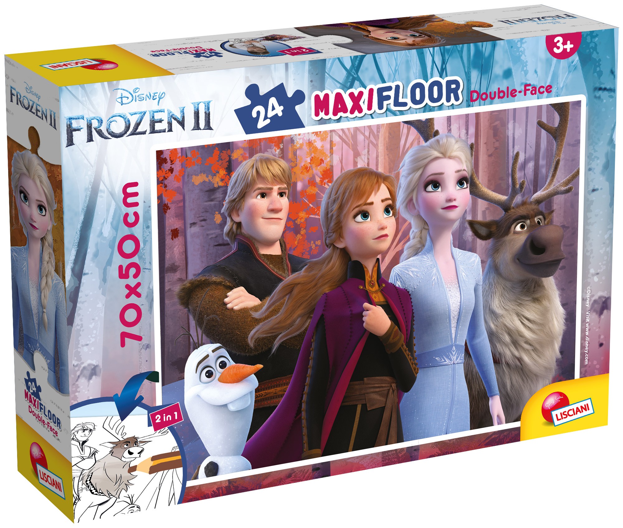 Puzzle cu două fețe Lisciani de colorat din 24 piese - Frozen 2