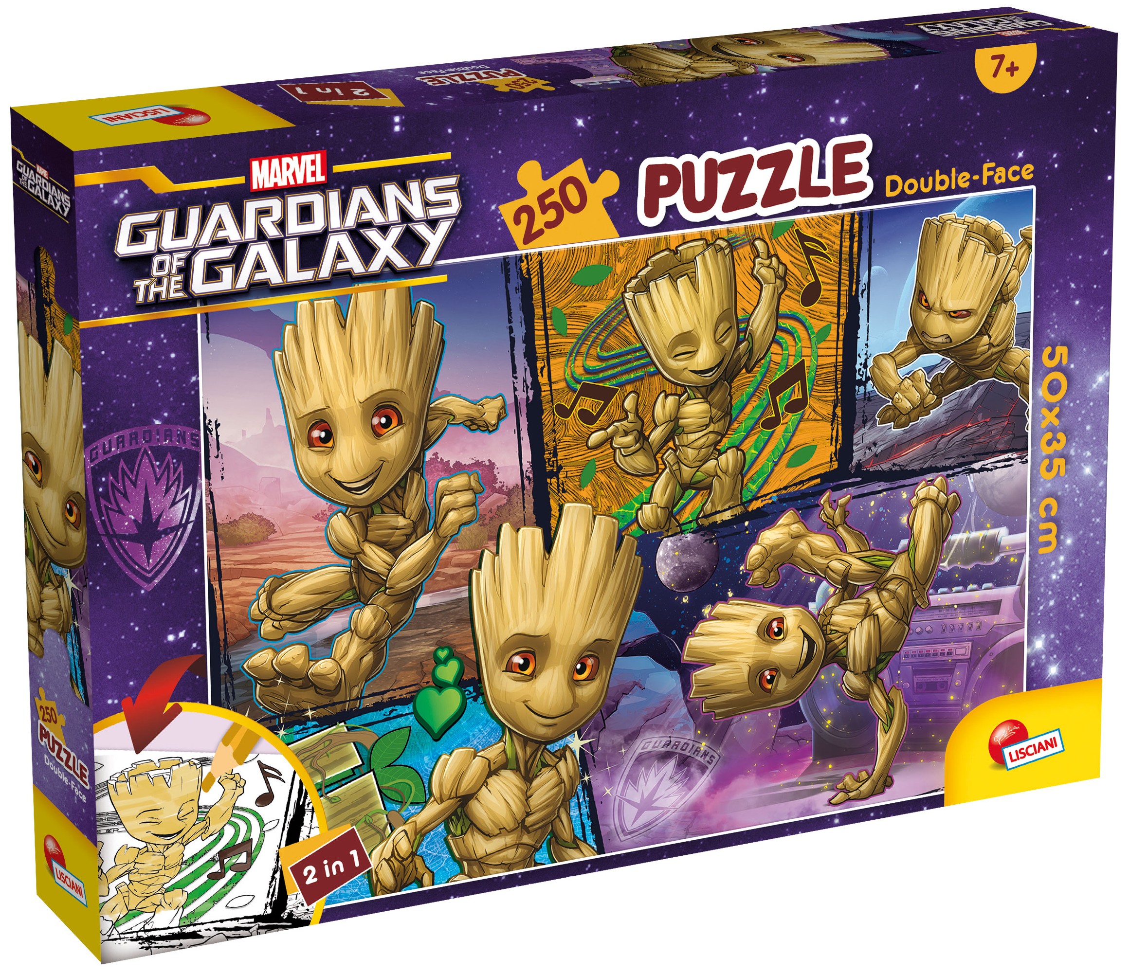Puzzle cu două fețe Lisciani pentru colorare 250 piese - Groot