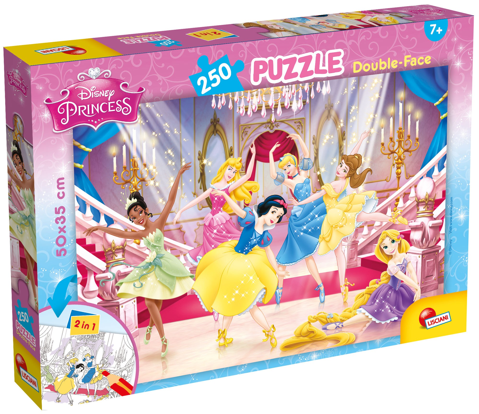Puzzle cu două fețe Lisciani pentru colorare 250 piese - Prințese