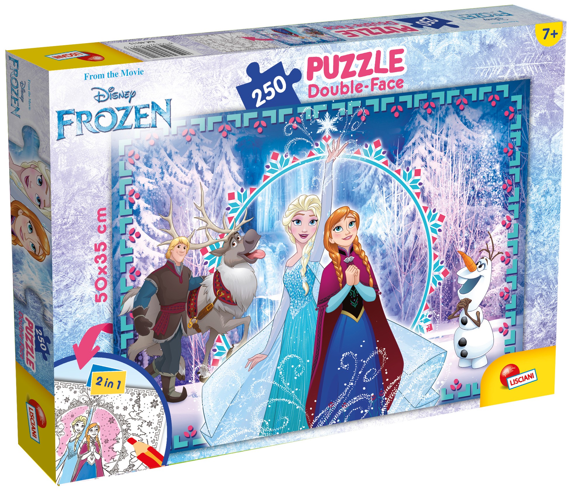 Puzzle cu două fețe Lisciani pentru colorare 250 piese - Regatul Înghețat