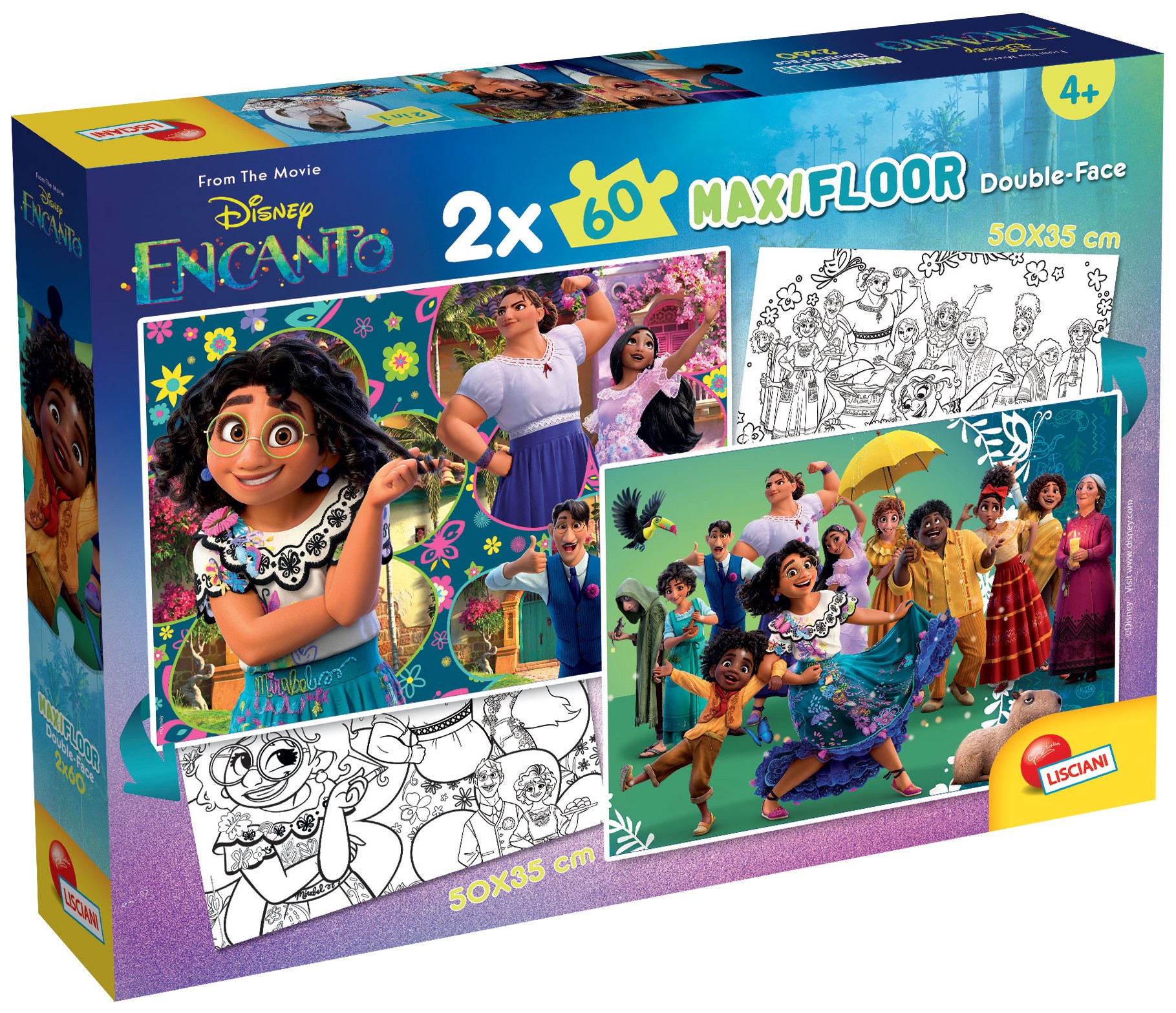 Puzzle cu două fețe  Lisciani pentru colorat  2 х 60 piese- Encanto