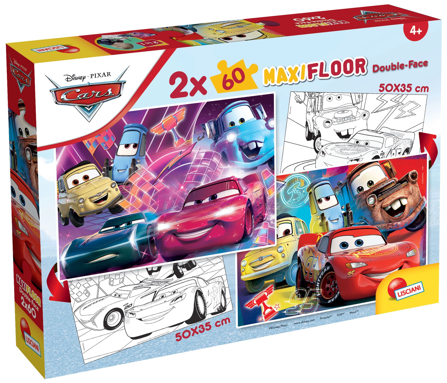 Puzzle cu două fețe Lisciani pentru colorat 2 х 60 piese- Mașinile