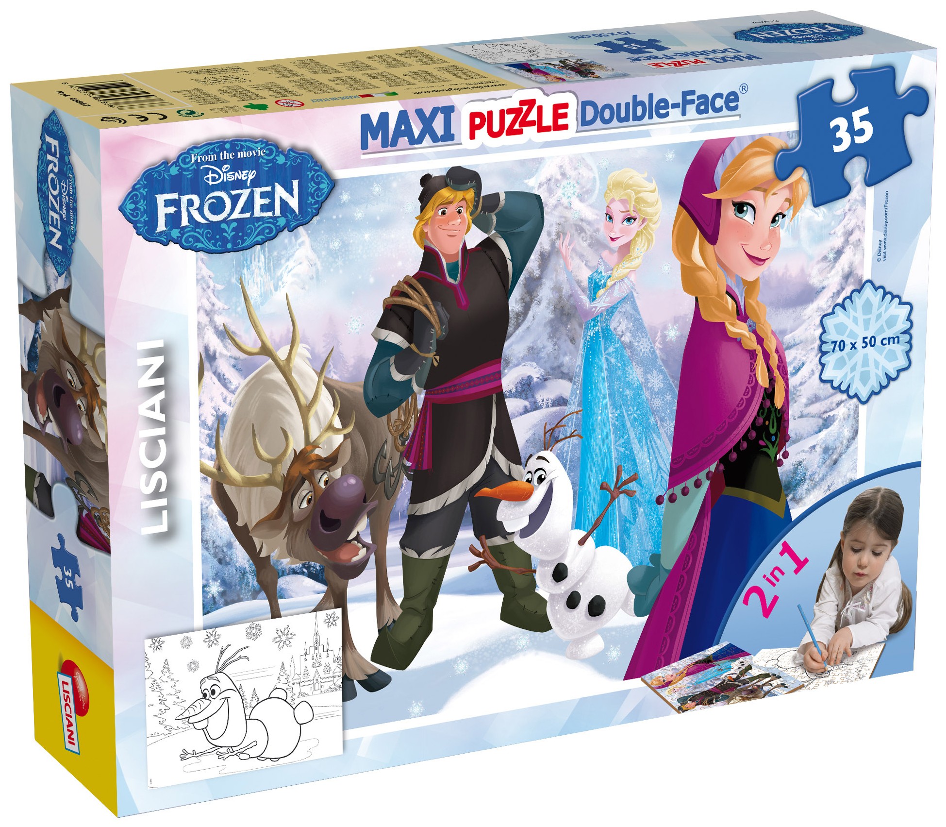 Puzzle cu două fețe Lisciani pentru colorare 35 piese - Joc de gheață