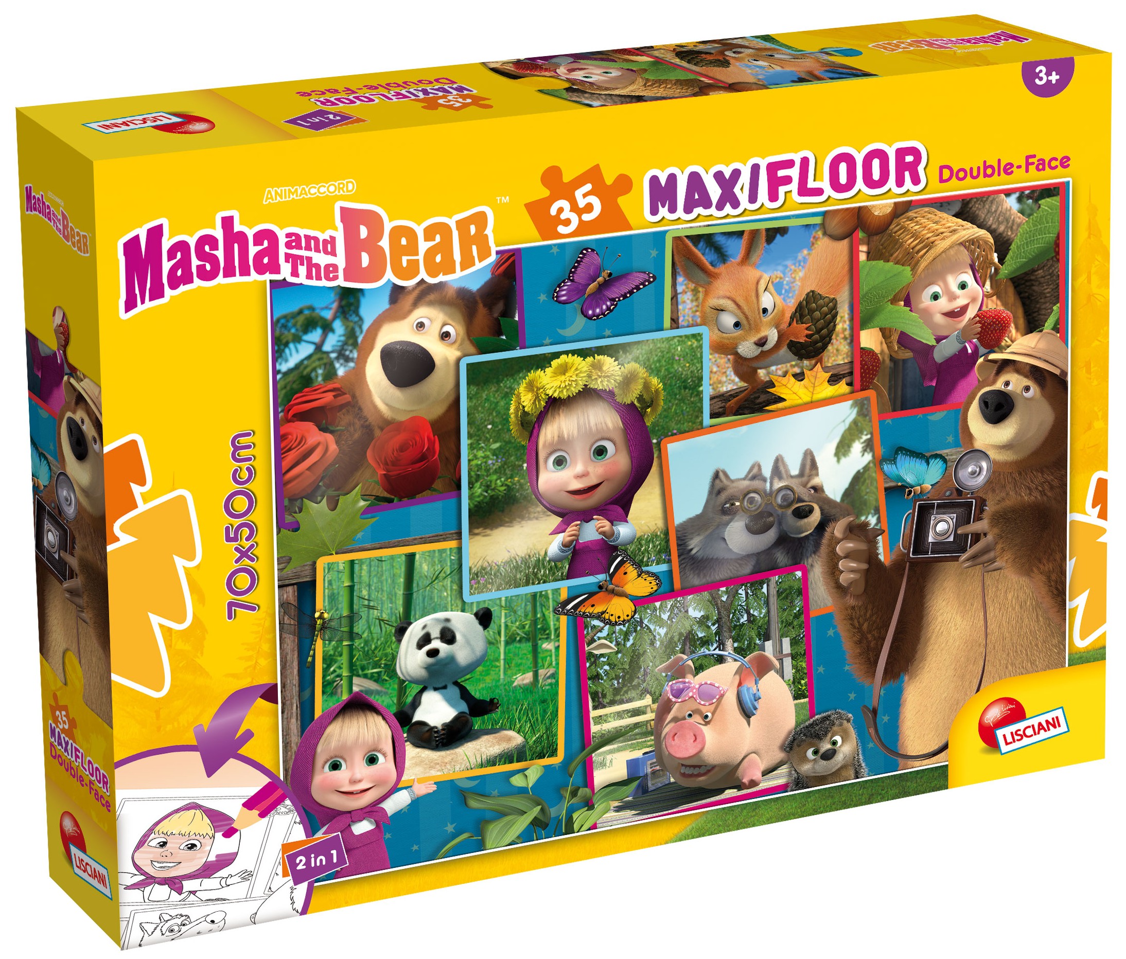 Puzzle cu două fețe Lisciani pentru colorare 35 de piese - Masha