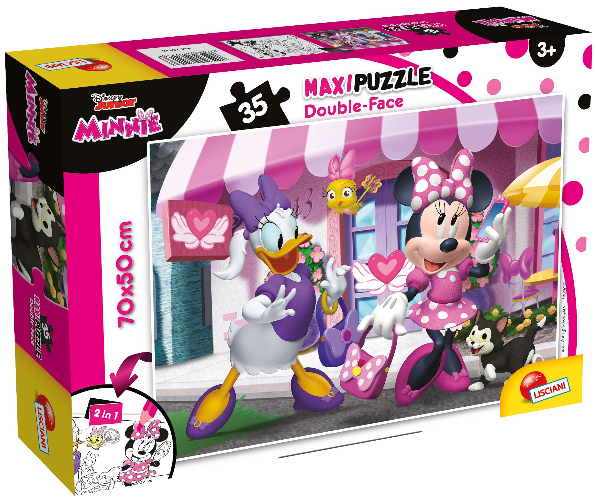 Puzzle cu două fețe Lisciani pentru colorare 35 piese - Minnie Mouse
