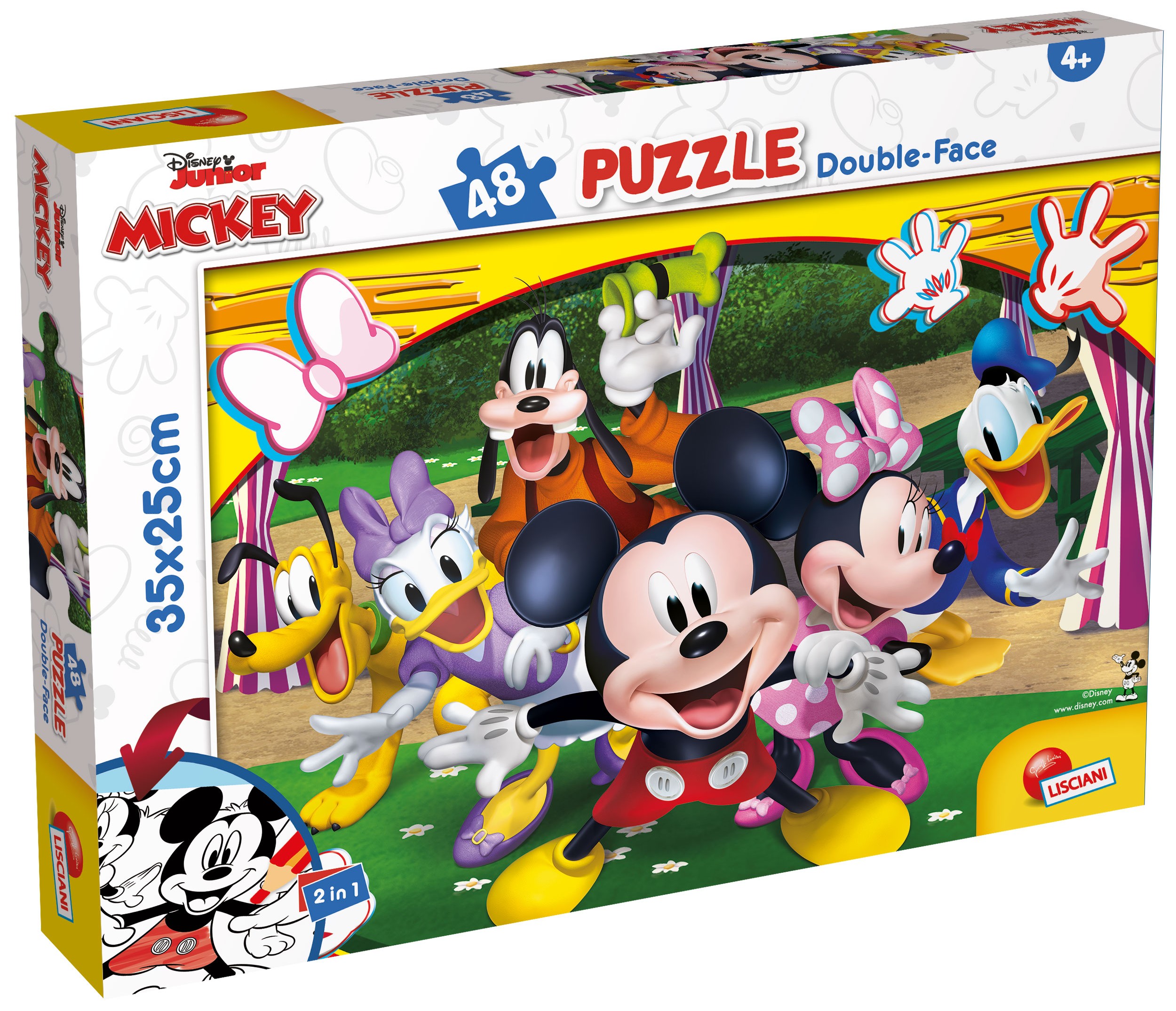 Puzzle cu două fețe Lisciani de colorat din 48 piese - Mickey Mouse
