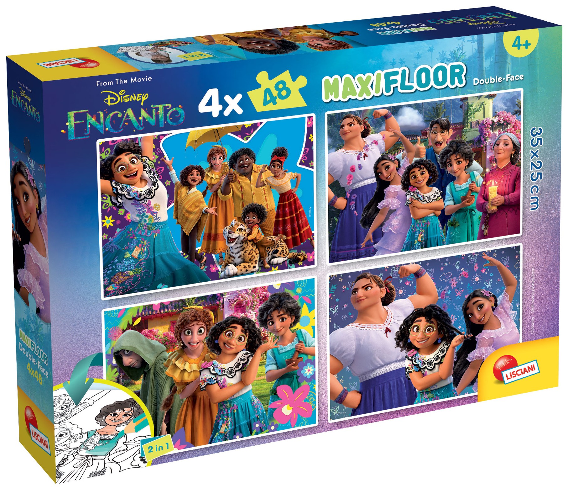Puzzle cu două fețe  Lisciani pentru colorat  4 х 48 piese- Encanto