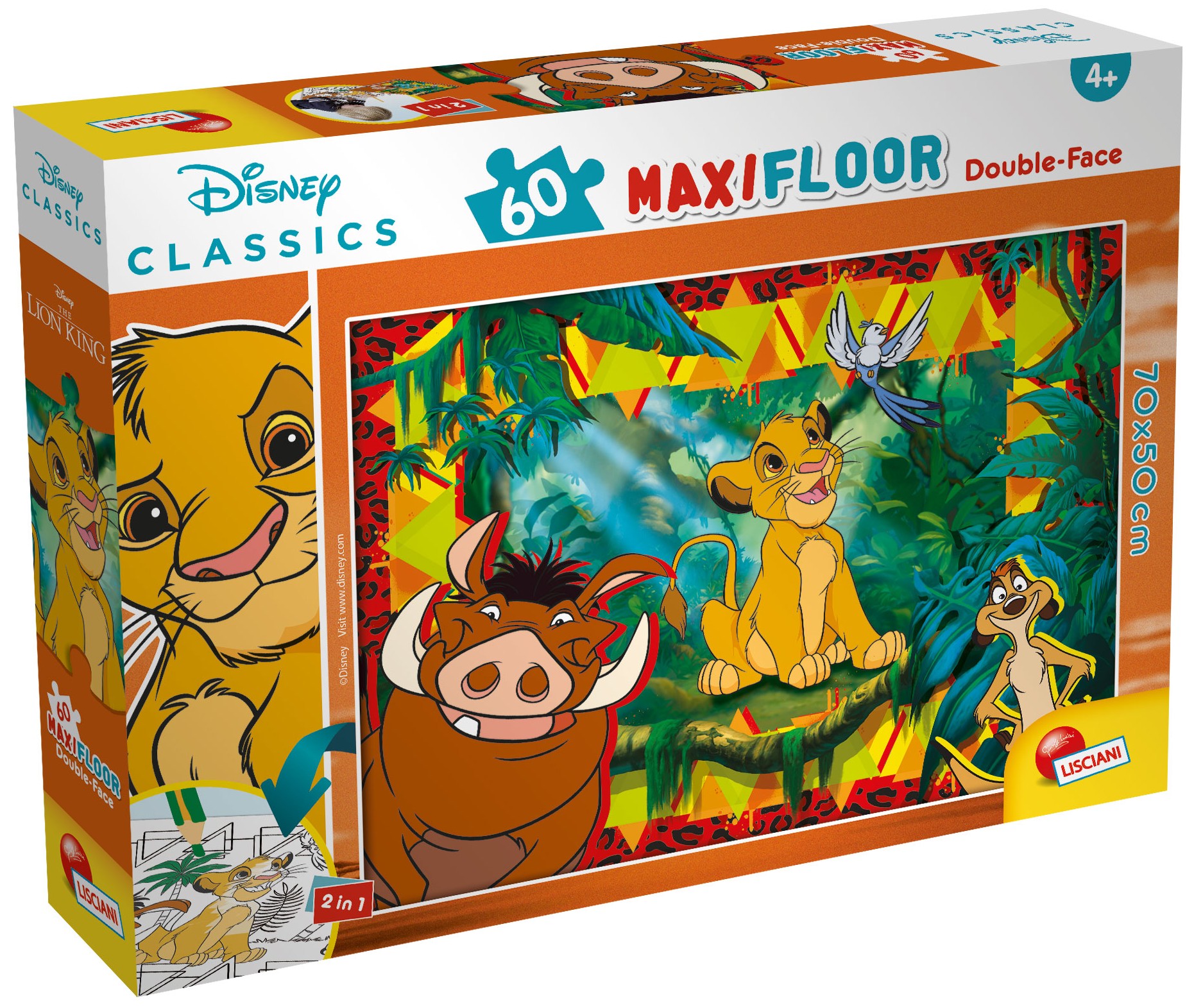 Puzzle cu două fete Lisciani de colorat din 60 piese - Regele Leu