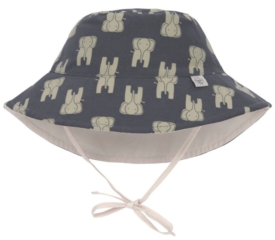 Pălărie de soare cu două fețe Lassig - Splash & Fun, Elephant, mărimea 50/51, 19-36 luni