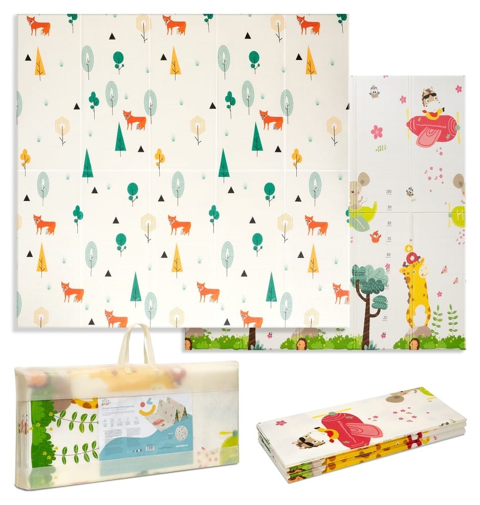 Covoraș termo dublu față pentru joacă Interbaby - Djungla, 180 x 200 x 1 cm