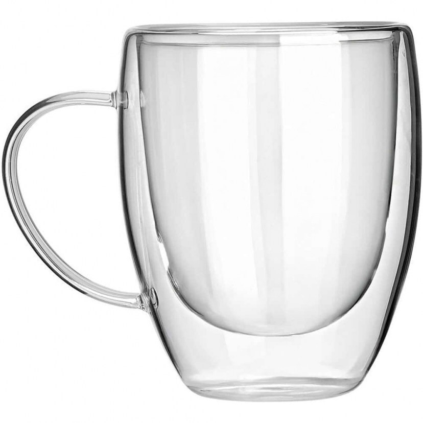Cană de sticlă cu pereți dubli și mâner Estia - 350 ml