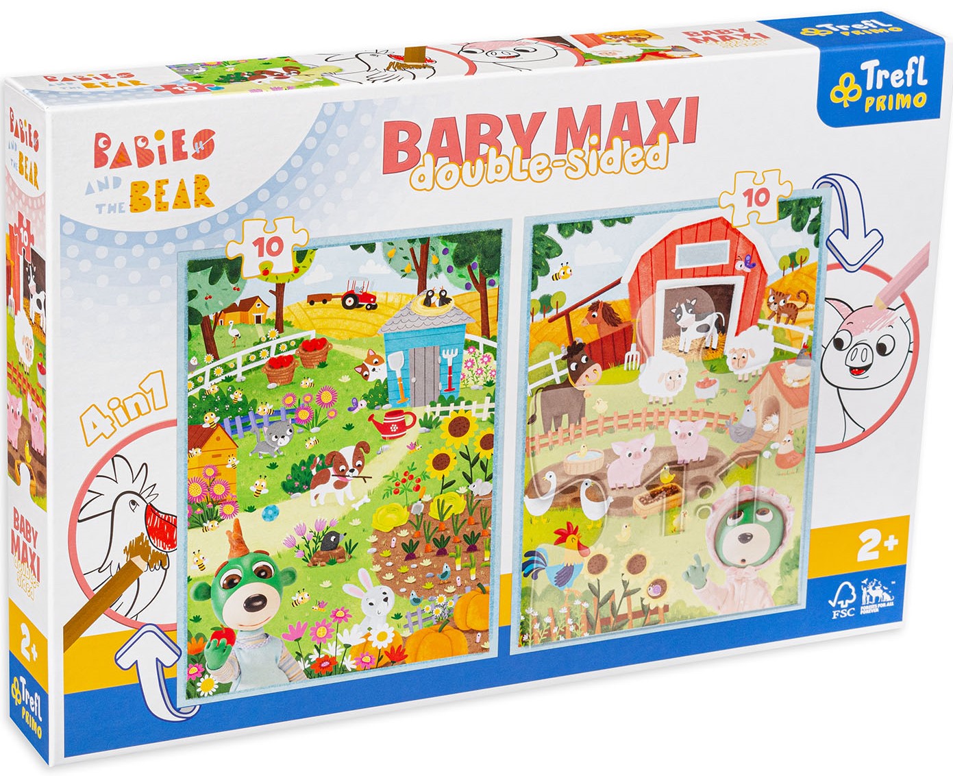 Puzzle cu două fețe Trefl din 2 x 10 de piese - Treflik