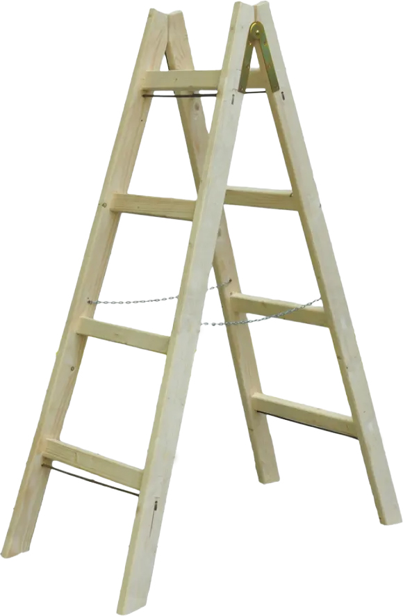 Scară dublă din lemn Valbg - Premiumfix, 2x4 trepte, 1.50 m