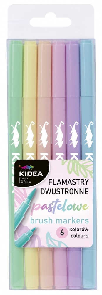 Carioci cu  2 capete cu pensula Kidea - 6 culori, pastelate