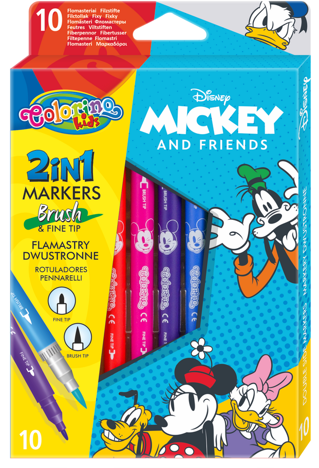 Markere cu 2 varfuri Colorino Disney - Mickey and Friends, 10 culori