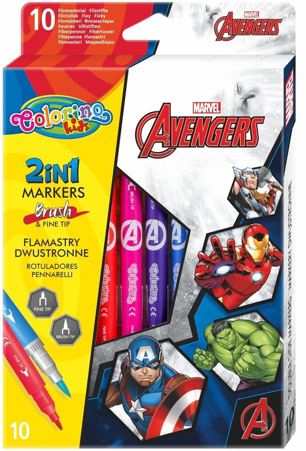 Markere cu doua varfuri Colorino - Marvel Avengers, 10 culori