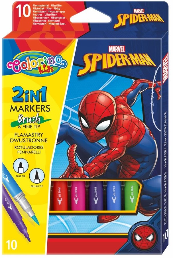 Carioci cu doua varfuri Colorino - Marvel Spider-Man,  10 culori