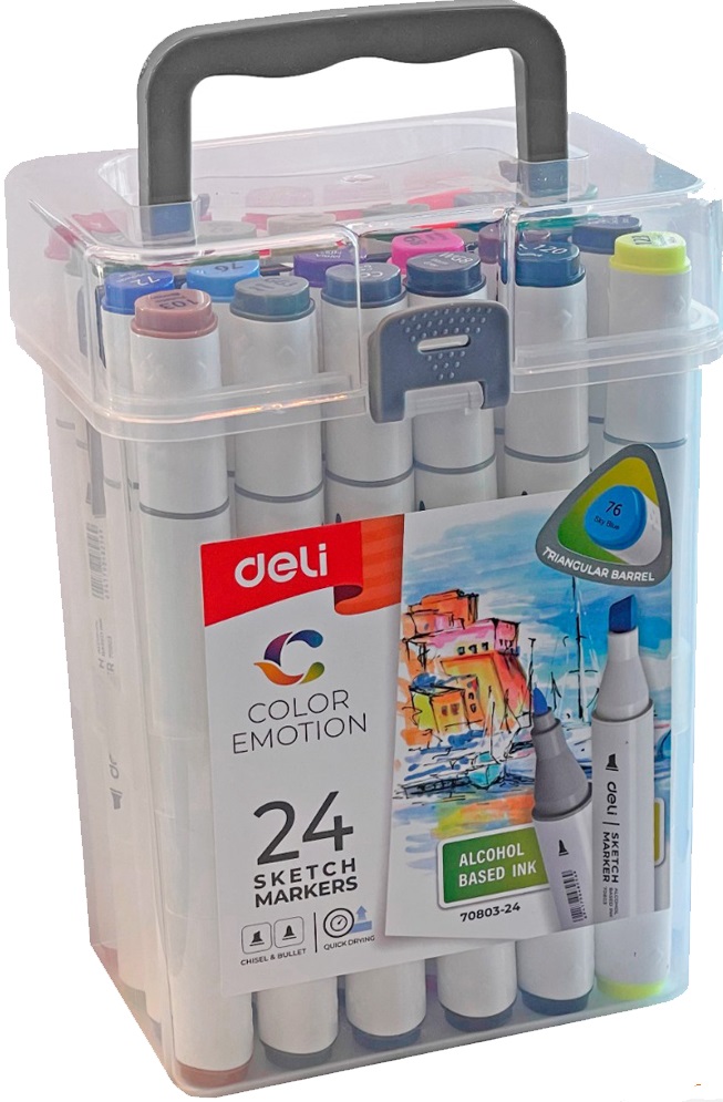 Markere cu două capete Deli Color Emotion - E70803-24, 24 culori