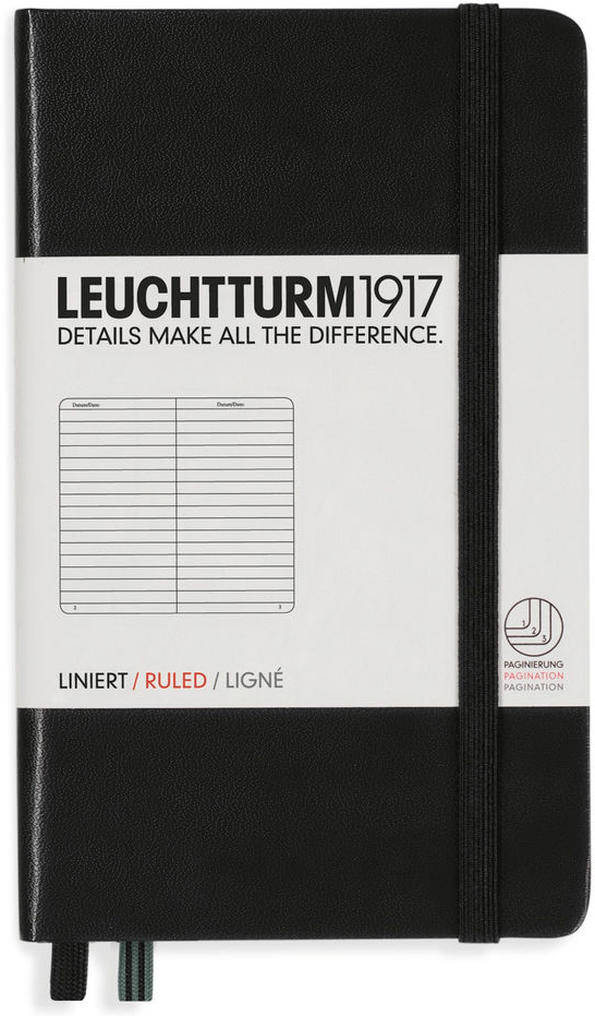 Agenda de buzunar Leuchtturm1917 - A6, pagini liniate, Black