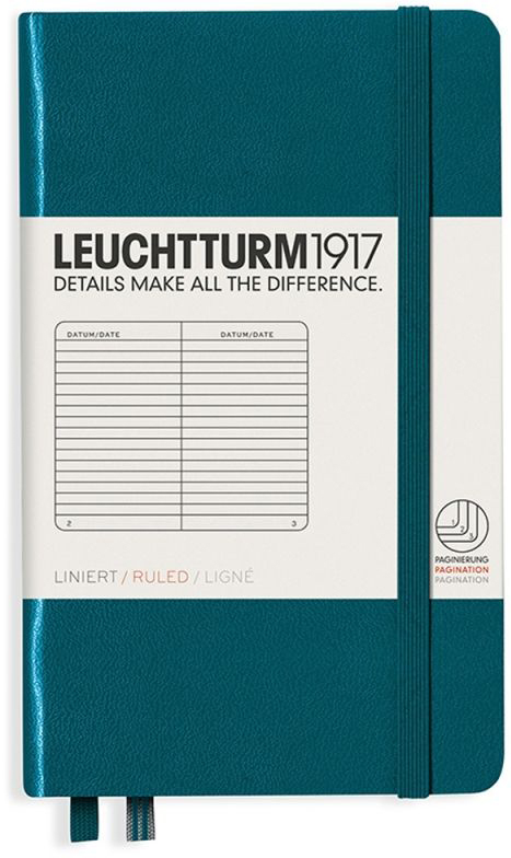 Caiet de buzunar Leuchtturm1917 - A6, foi liniate, Pacific Green