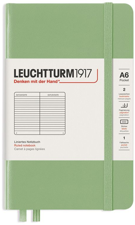 Caiet de buzunar Leuchtturm1917 - A6, cu foi liniare, Sage