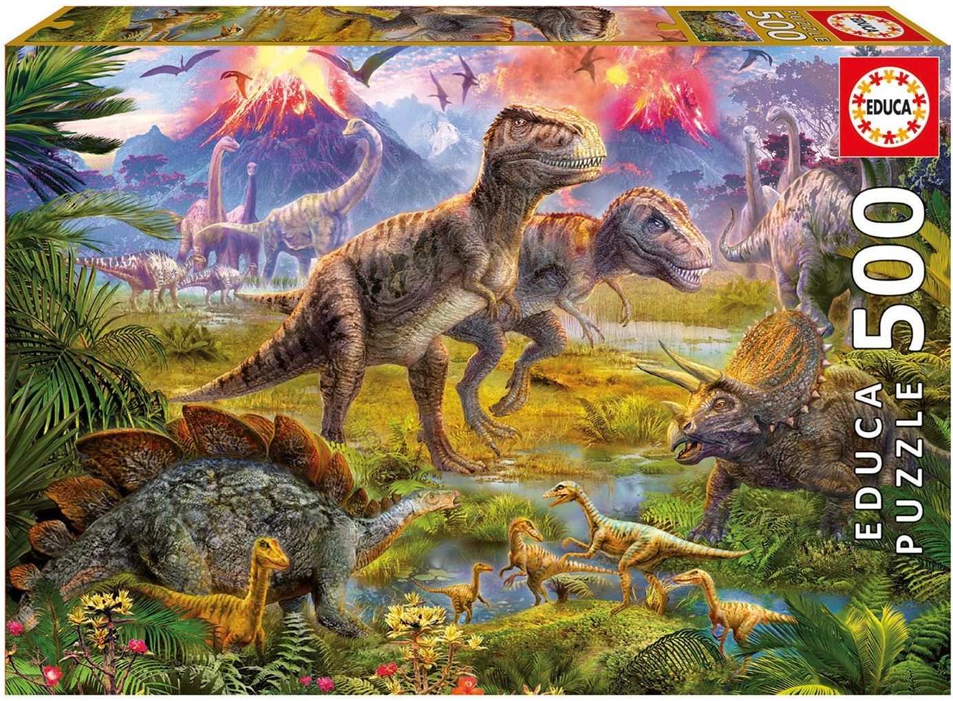 Puzzle Educa din 500 de piese - Intalnirea dinozaurilor