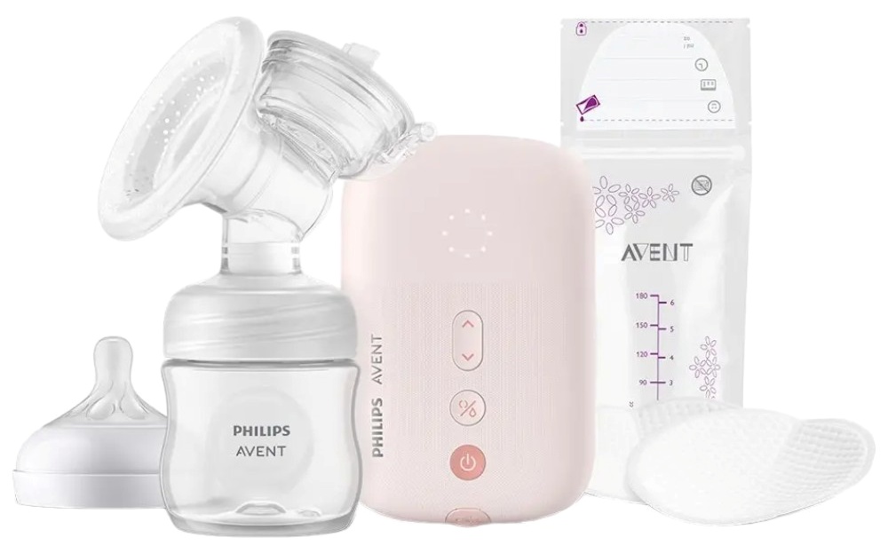 Pompă electrică Philips Avent - Natural Motion + pungi pentru laptele matern, 5 buc.
