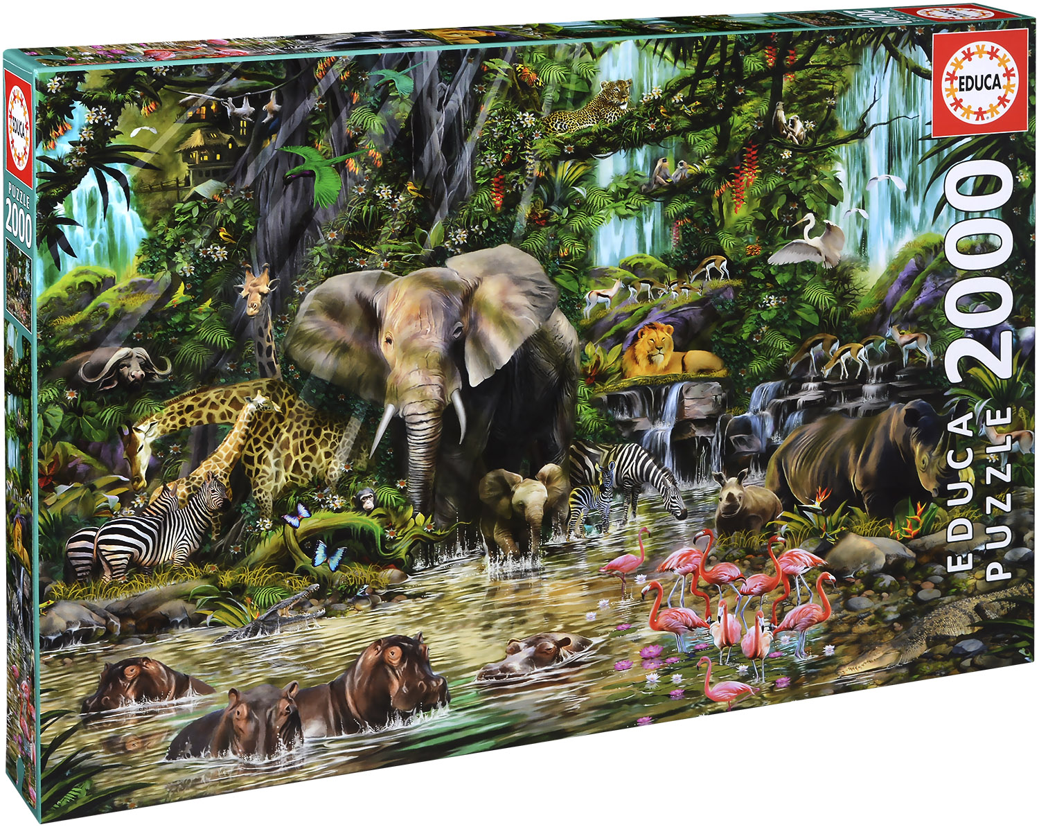 Puzzle Educa din 2000 de piese - Jungla africana, John Enright