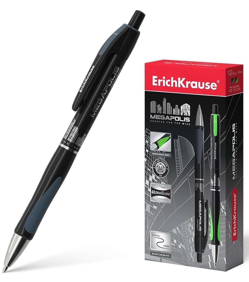 Pix cu bila Erich Krause - Megapolis, 0.7 mm, negru