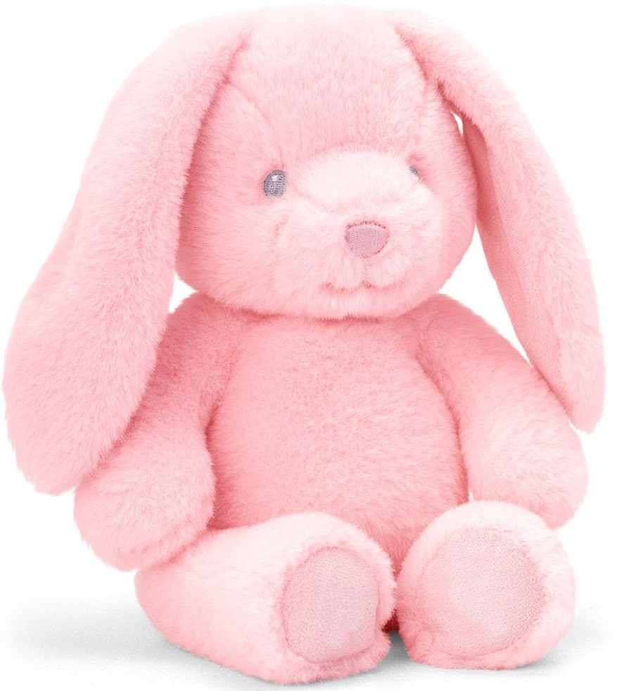Jucarie ecologica de plus Keel Toys Keeleco -Iepuras, roz, 16 cm