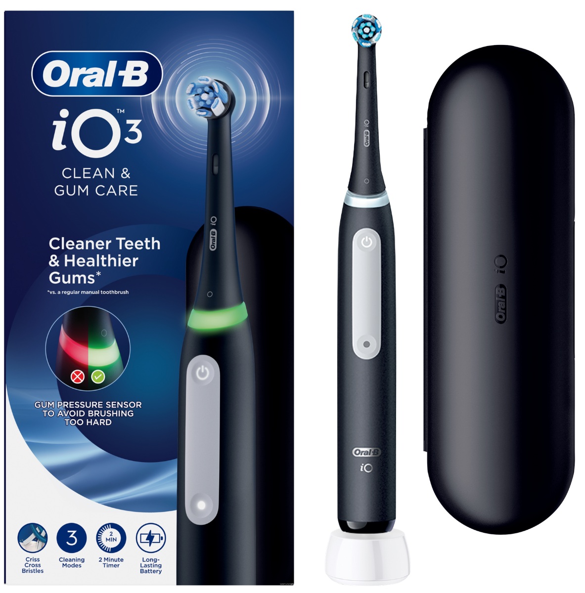 Periuță de dinți electrică Oral-B - iO S3 6/15/6, 1 duză , negru/alb