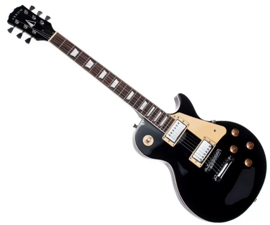 Chitară electrică Arrow - LP 22 Night Black, Rosewood/White
