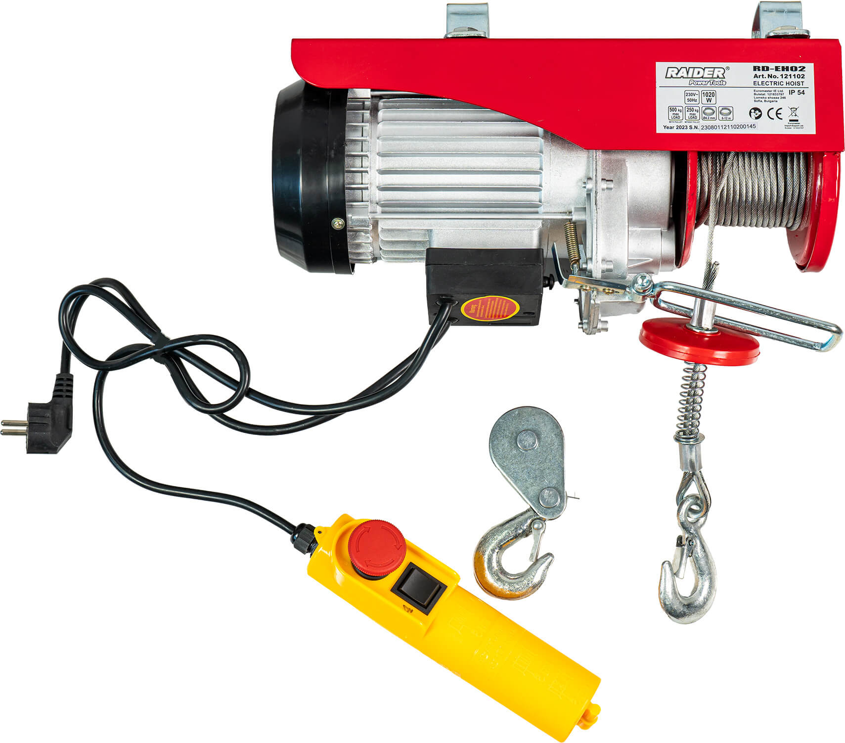 Palan electric Raider - RD-EH02, 1020W, 500 kg, 6 m