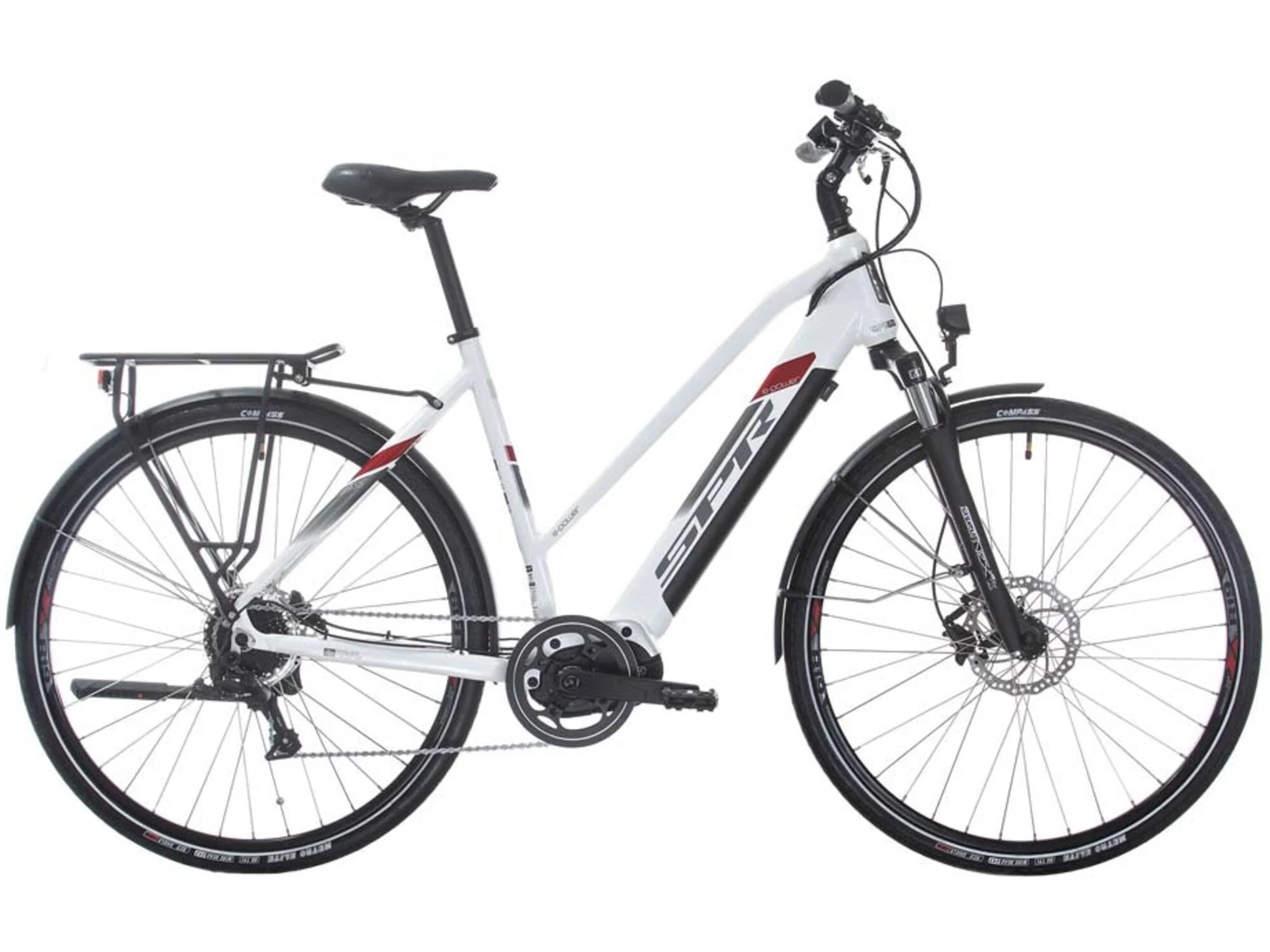 Bicicletă electrică pentru femei SPRINT - Faster Lady, 28", 530 mm, alb/roşu