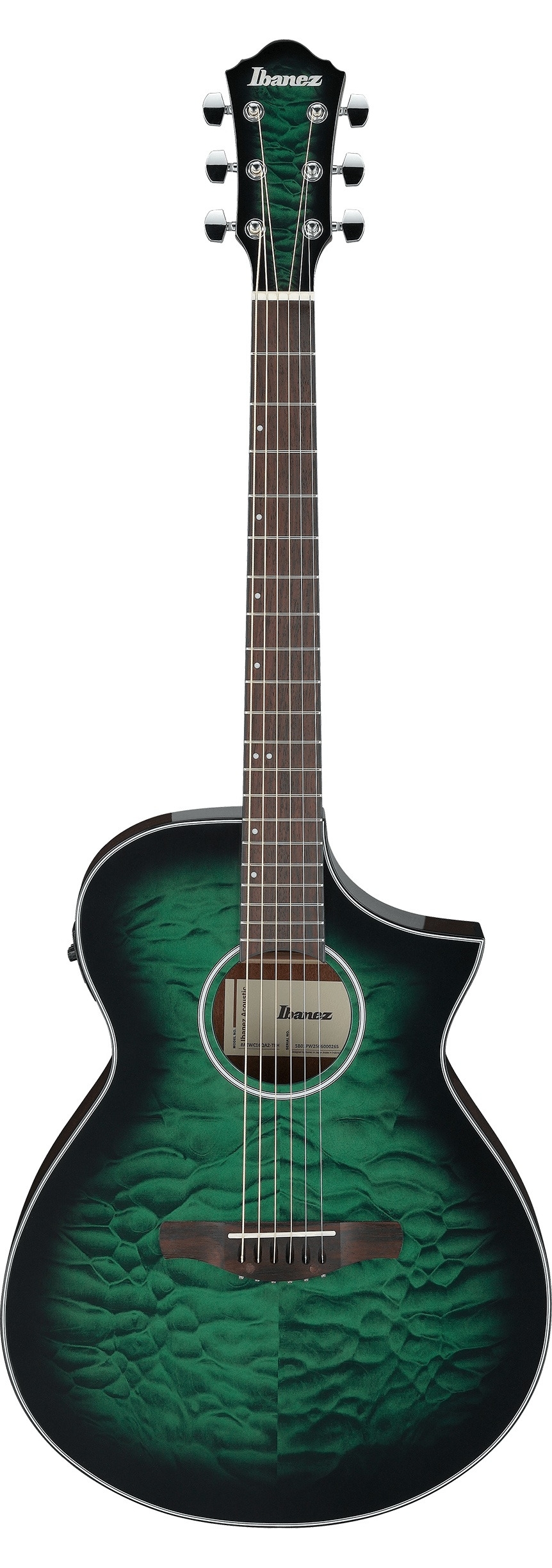 Chitară electro-acustică Ibanez - AEWC16QATEH, Transparent Emerald…