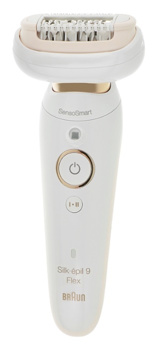 Epilator Braun - SES 9010 3D, 2 viteze, 5 atașamente, alb/auriu