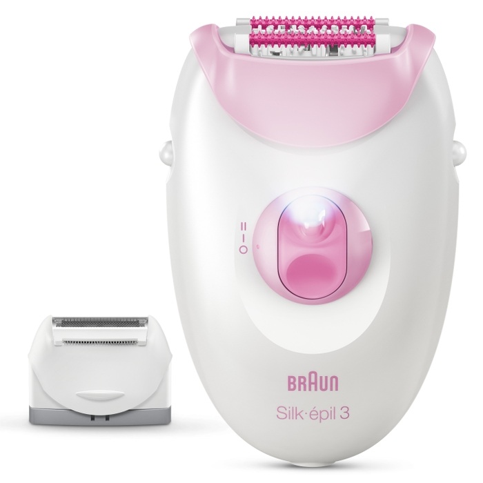 Epilator Braun - Silk-épil 3 SE 3-031, alb/roz