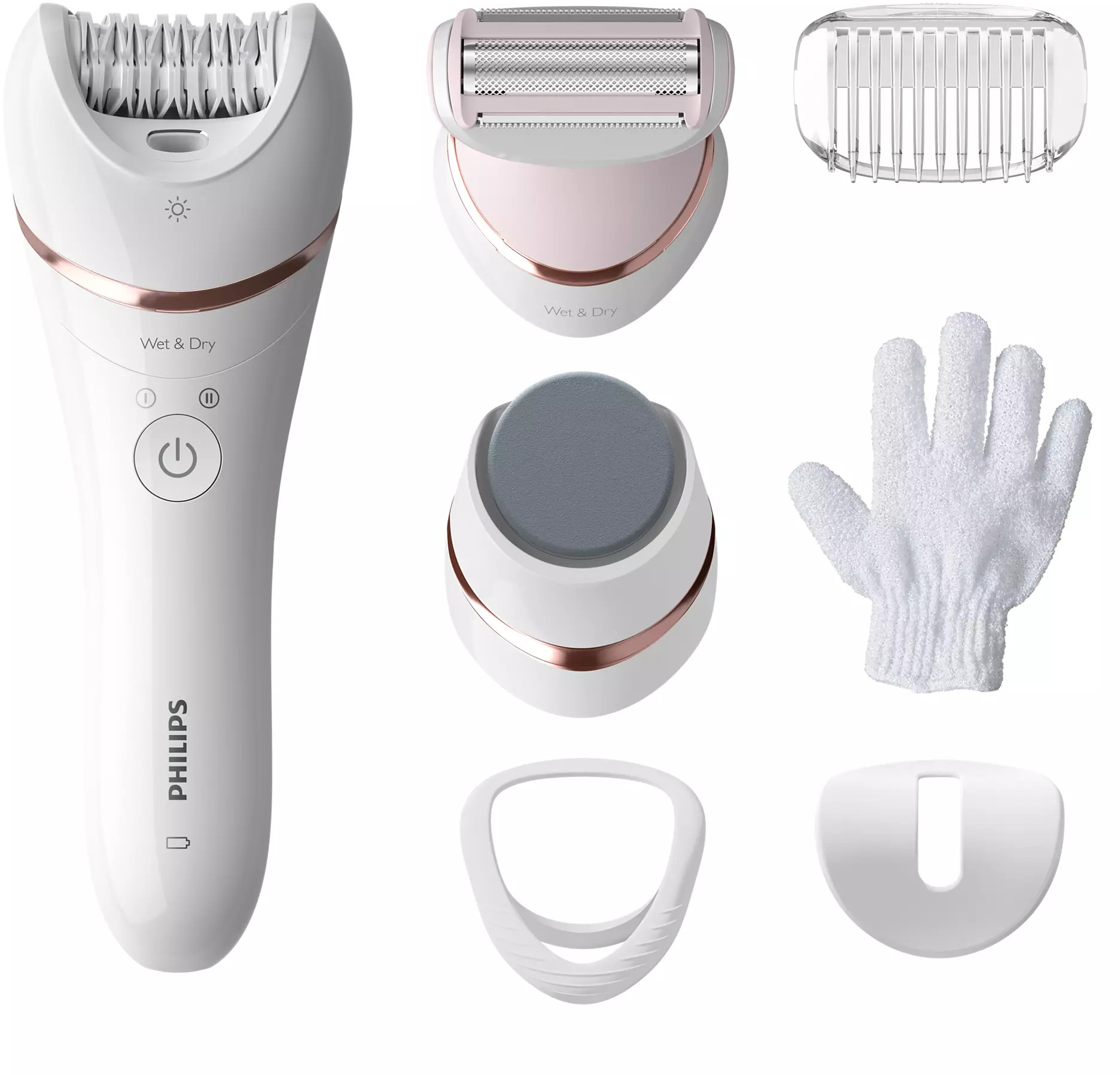 Epilator Philips - BRE730/10, 2 viteze, 7 atasamente, alb