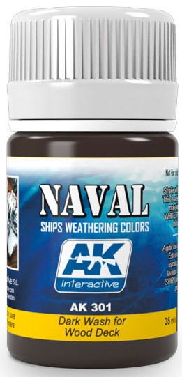 Produs eroziv pentru nave AK Interactive - DARK WASH FOR WOOD DECKS  (AK301) (35 ml)