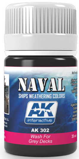Produs eroziv pentru nave AK Interactive - WASH FOR GREY DECKS  (AK302) (35 ml)