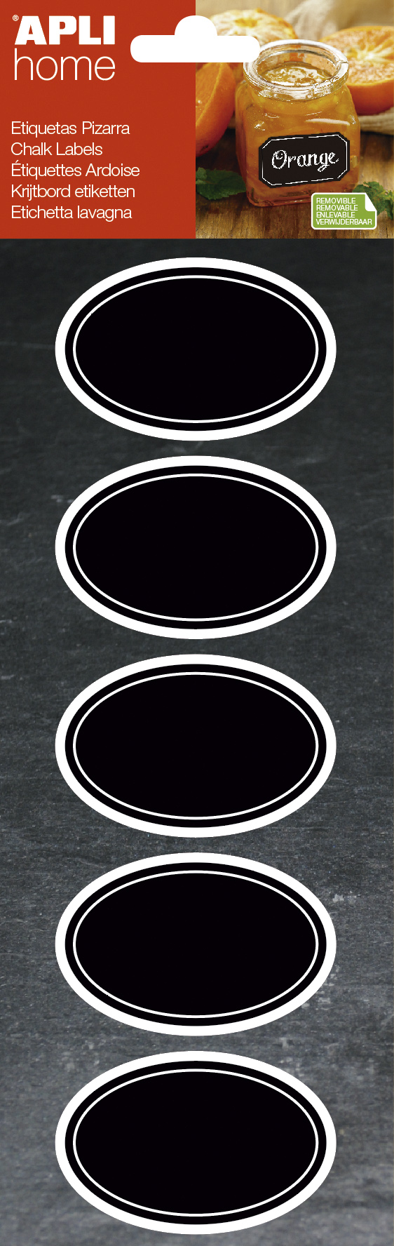 Etichete cu tabla neagra APLI - Oval, 12 bucati