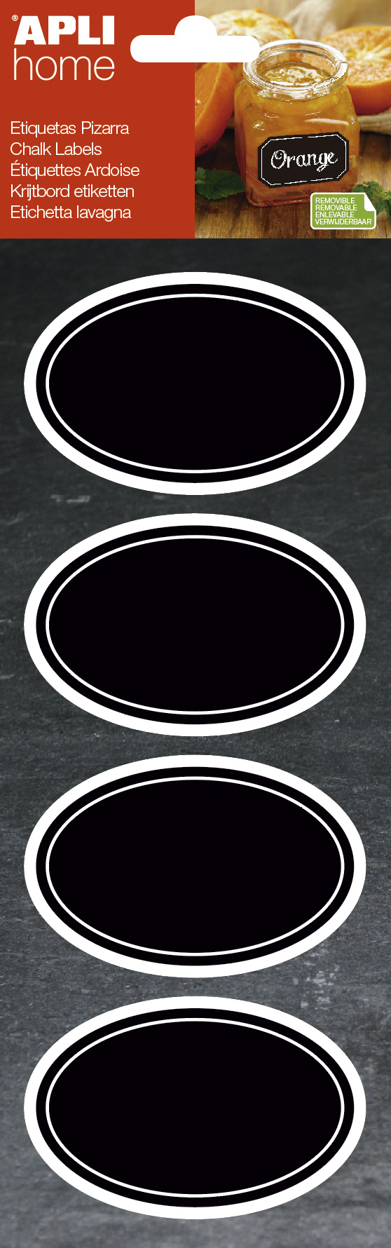 Etichete cu tablita neagra Apli - Oval, 8 buc.