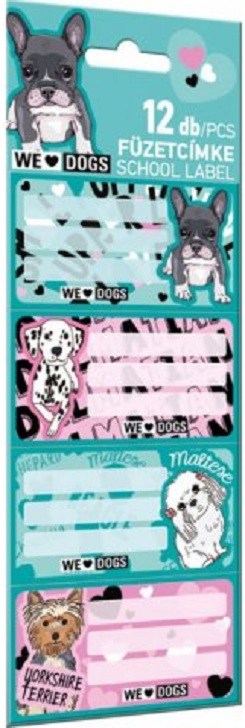 Etichete școlare Lizzy Card We Love Dogs - 12 buc