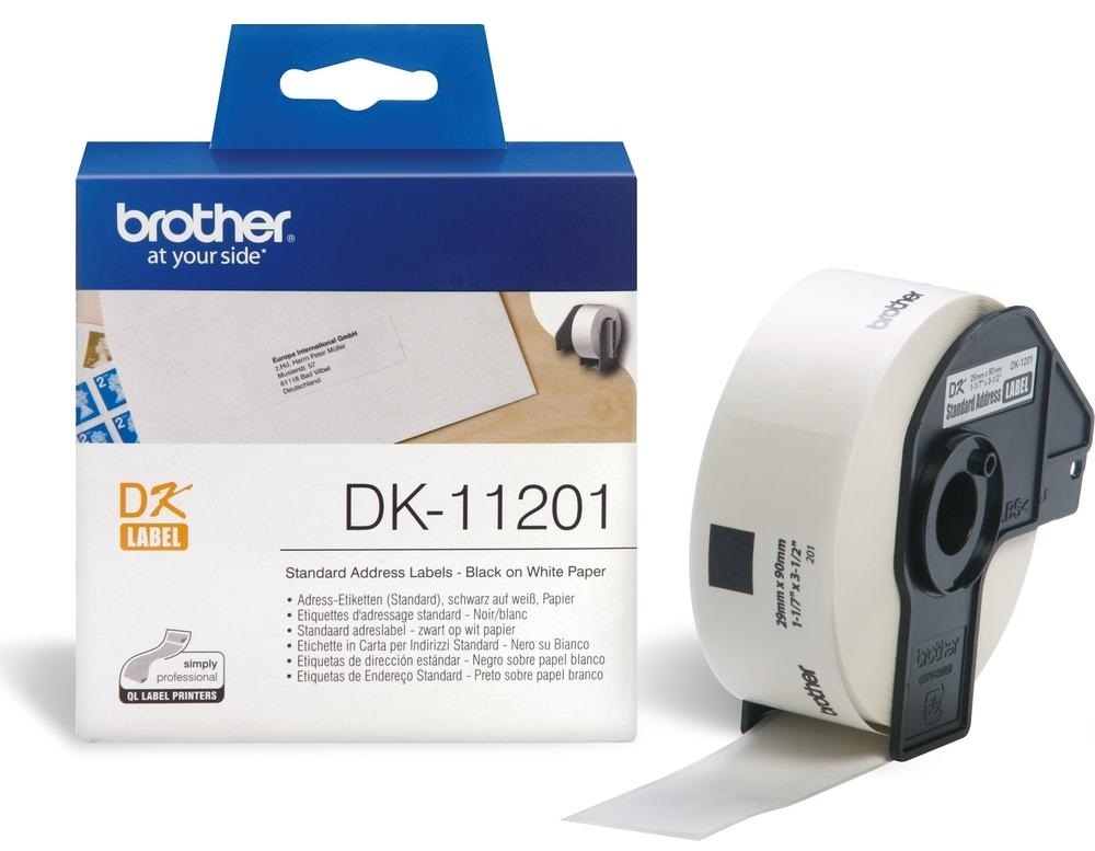 Bandă de etichetare Brother - DK-11201, 29x90mm, negru/alb