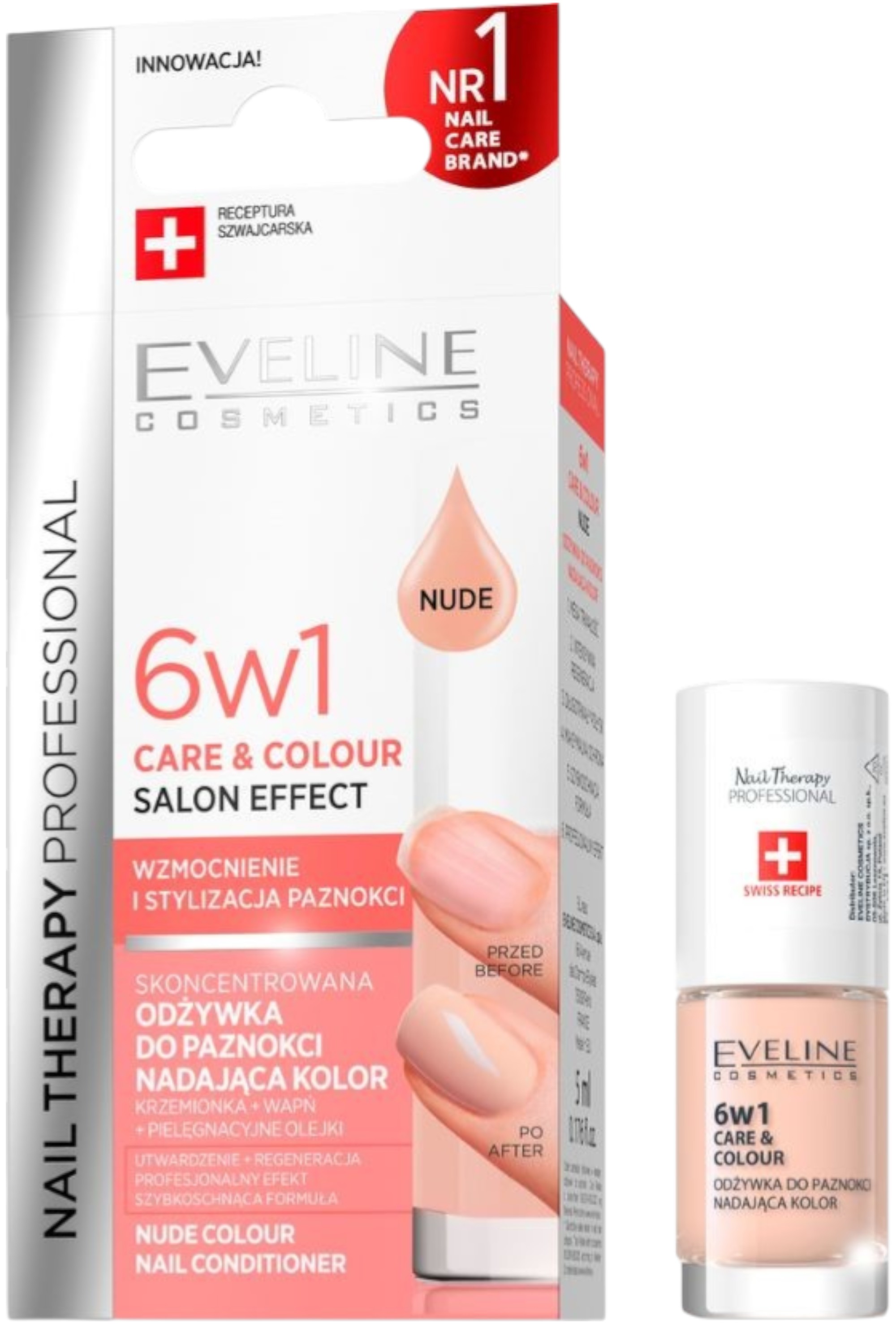 Eveline Oja 6 în 1 Color Care, bej nud, 5 ml